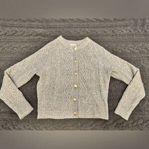 Universal Thread Light Gray Cable Knit Cardigan (Women Medium)